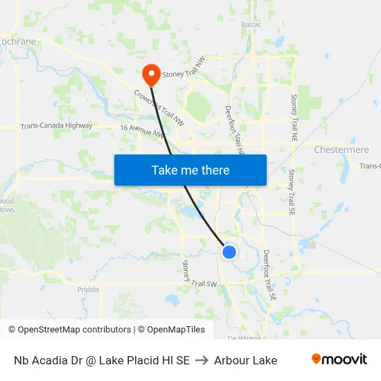 Nb Acadia Dr @ Lake Placid Hl SE to Arbour Lake map