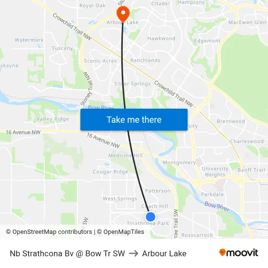 Nb Strathcona Bv @ Bow Tr SW to Arbour Lake map