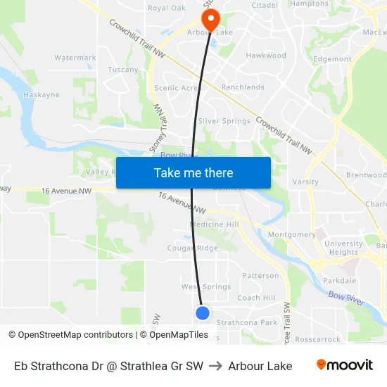 Eb Strathcona Dr @ Strathlea Gr SW to Arbour Lake map