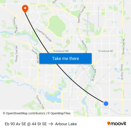 Eb 90 Av SE @ 44 St SE to Arbour Lake map