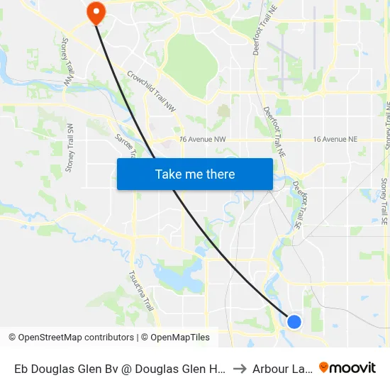 Eb Douglas Glen Bv @ Douglas Glen He SE to Arbour Lake map