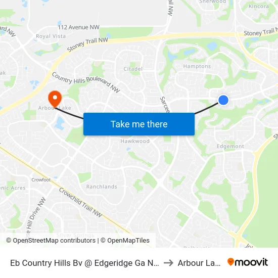 Eb Country Hills Bv @ Edgeridge Ga NW to Arbour Lake map