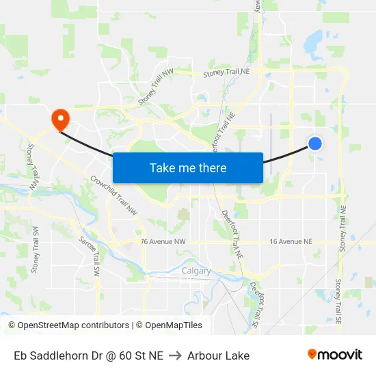 Eb Saddlehorn Dr @ 60 St NE to Arbour Lake map