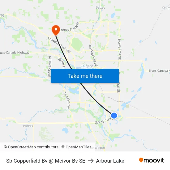 Sb Copperfield Bv @ Mcivor Bv SE to Arbour Lake map