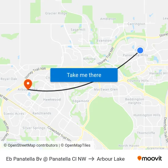 Eb Panatella Bv @ Panatella Cl NW to Arbour Lake map