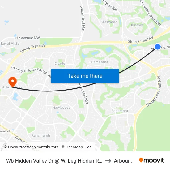 Wb Hidden Valley Dr @ W. Leg Hidden Ranch Cr NW to Arbour Lake map