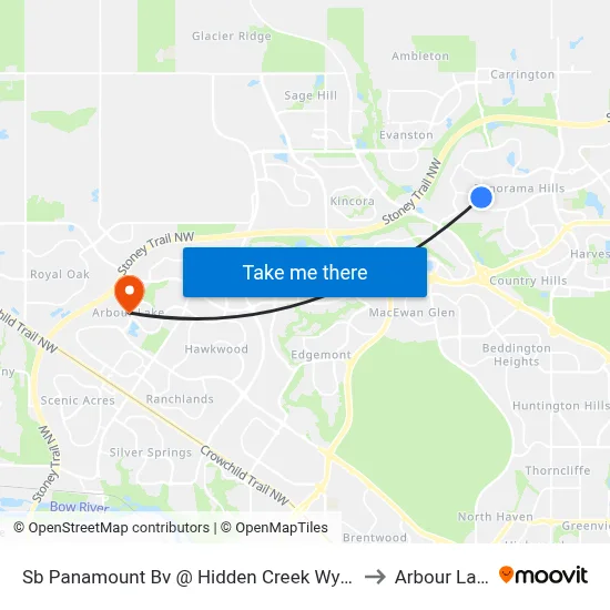 Sb Panamount Bv @ Hidden Creek Wy NW to Arbour Lake map