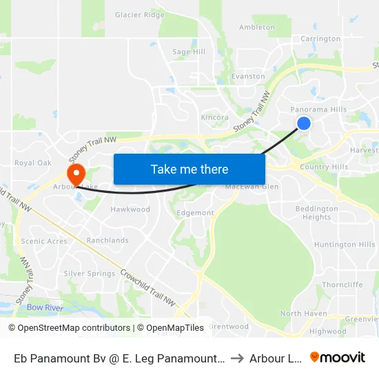 Eb Panamount Bv @ E. Leg Panamount Rd NW to Arbour Lake map