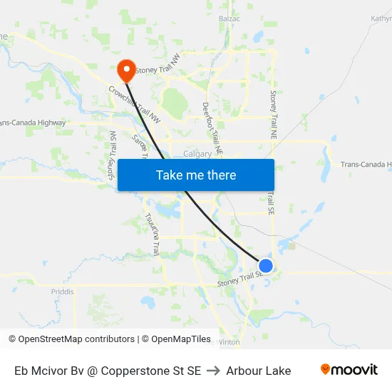 Eb Mcivor Bv @ Copperstone St SE to Arbour Lake map