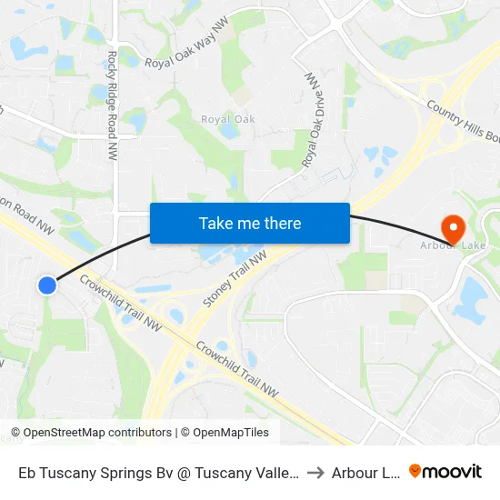 Eb Tuscany Springs Bv @ Tuscany Valley Vw NW to Arbour Lake map