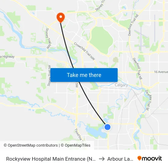 Rockyview Hospital Main Entrance (Nb) to Arbour Lake map