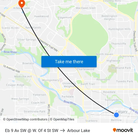 Eb 9 Av SW @ W. Of 4 St SW to Arbour Lake map