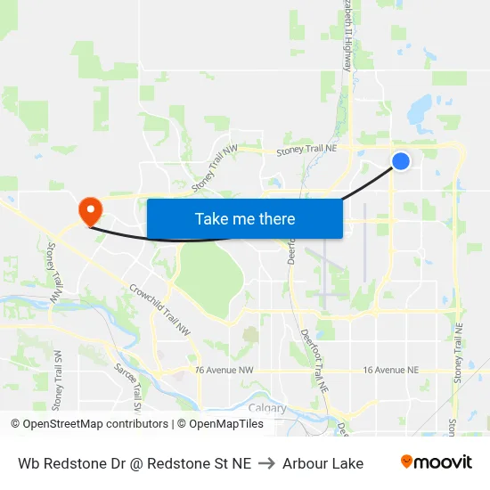 Wb  Redstone Dr @  Redstone St NE to Arbour Lake map