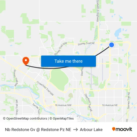 Nb  Redstone Gv @  Redstone Pz NE to Arbour Lake map