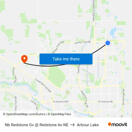 Nb  Redstone Gv @  Redstone Av NE to Arbour Lake map