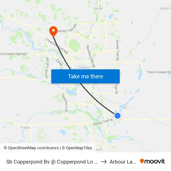 Sb Copperpond Bv @ Copperpond Ln SE to Arbour Lake map