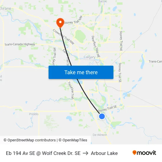 Eb 194 Av SE @ Wolf Creek Dr. SE to Arbour Lake map