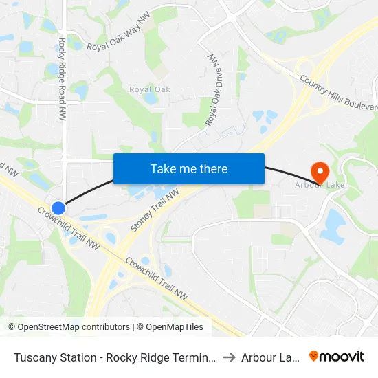 Tuscany Station - Rocky Ridge Terminal to Arbour Lake map