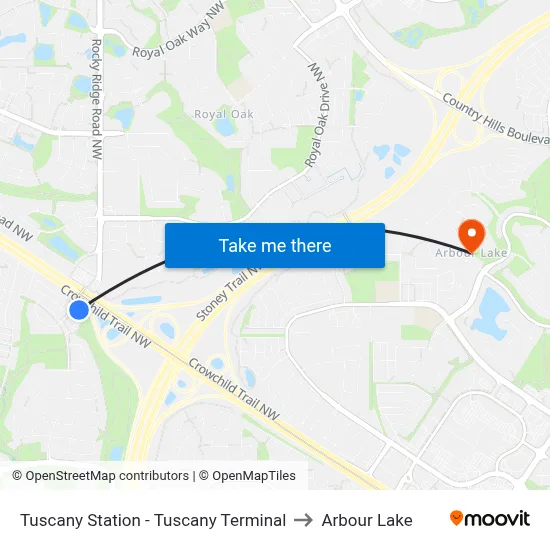 Tuscany Station - Tuscany Terminal to Arbour Lake map