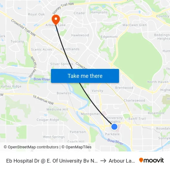 Eb Hospital Dr @ E. Of University Bv NW to Arbour Lake map