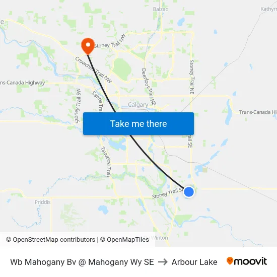 Wb Mahogany Bv @ Mahogany Wy SE to Arbour Lake map