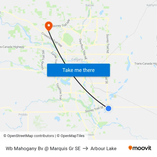 Wb Mahogany Bv @ Marquis Gr SE to Arbour Lake map