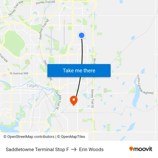 Saddletowne Terminal Stop F to Erin Woods map