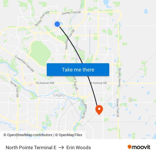 North Pointe Terminal E to Erin Woods map