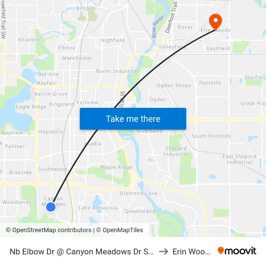 Nb Elbow Dr @ Canyon Meadows Dr SW to Erin Woods map