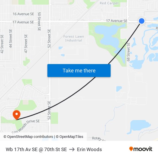 Wb 17th Av SE @ 70th St SE to Erin Woods map