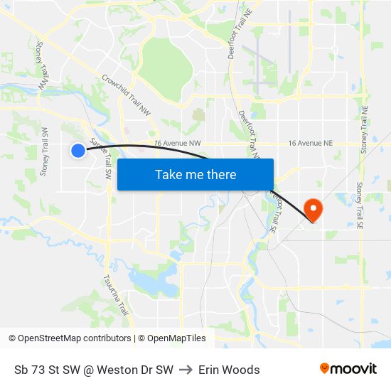 Sb 73 St SW @ Weston Dr SW to Erin Woods map