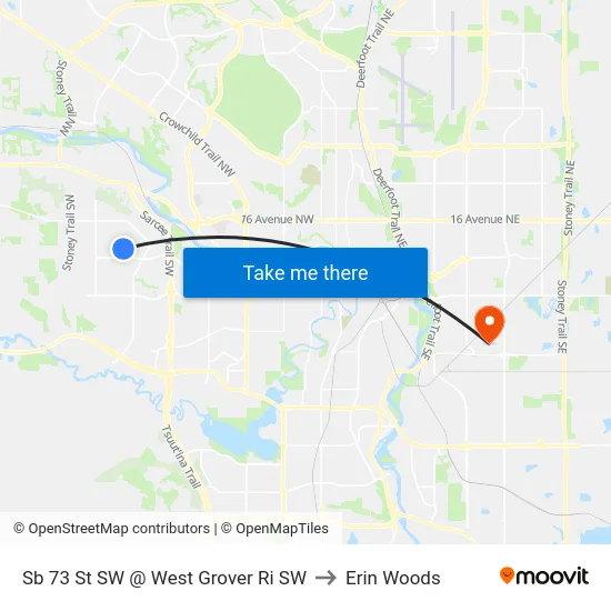 Sb 73 St SW @ West Grover Ri SW to Erin Woods map
