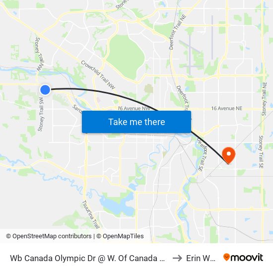 Wb Canada Olympic Dr @ W. Of Canada Olympic Rd SW to Erin Woods map