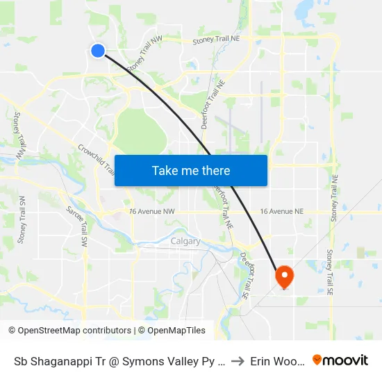 Sb Shaganappi Tr @ Symons Valley Py NW to Erin Woods map