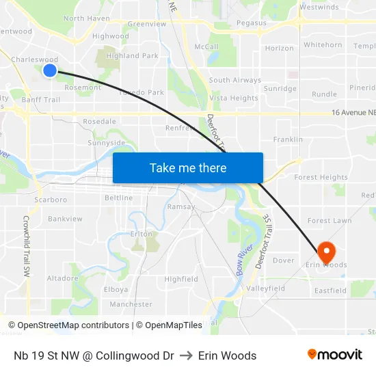 Nb 19 St NW @ Collingwood Dr to Erin Woods map