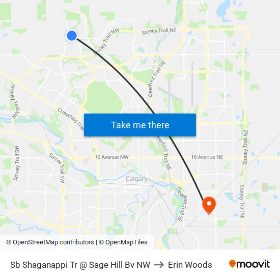 Sb Shaganappi Tr @ Sage Hill Bv NW to Erin Woods map