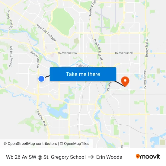 Wb 26 Av SW @ St. Gregory School to Erin Woods map