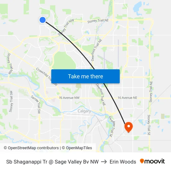 Sb Shaganappi Tr @ Sage Valley Bv NW to Erin Woods map