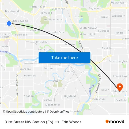 31st Street NW Station (Eb) to Erin Woods map