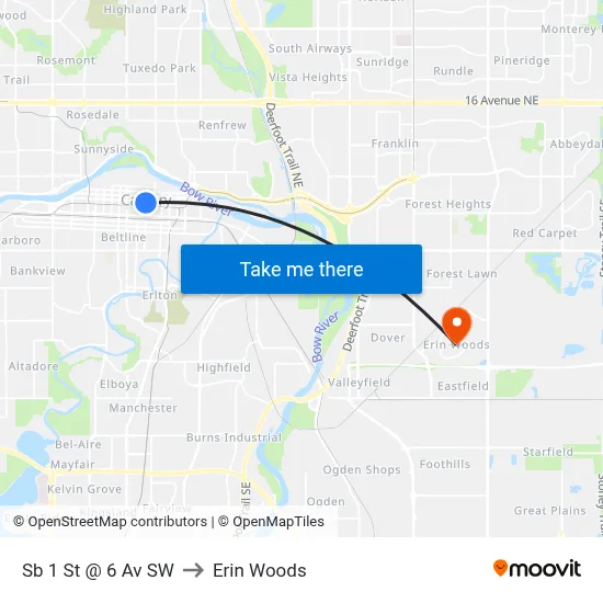 Sb 1 St @ 6 Av SW to Erin Woods map