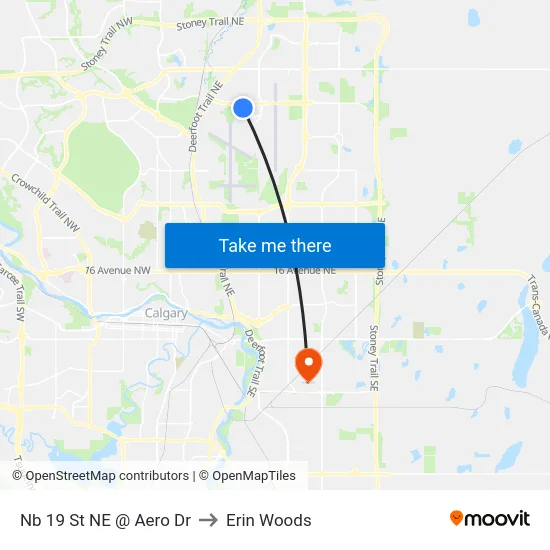 Nb 19 St NE @ Aero Dr to Erin Woods map