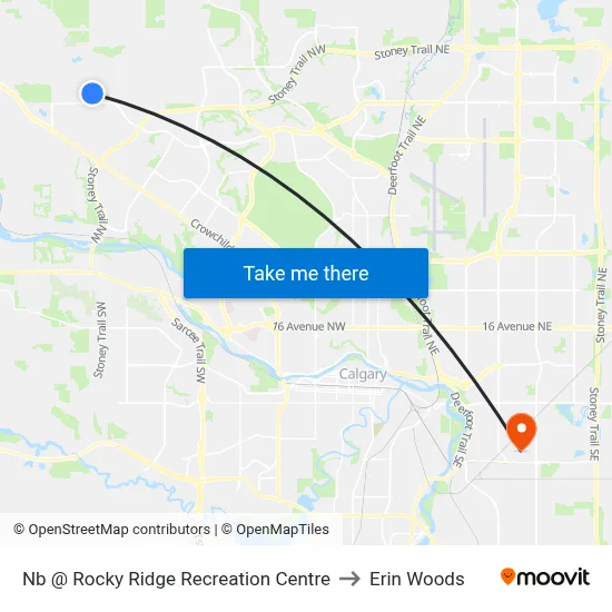 Nb @ Rocky Ridge Recreation Centre to Erin Woods map