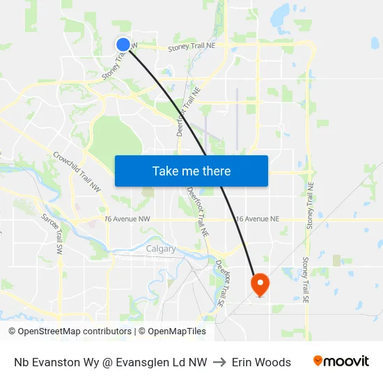 Nb Evanston Wy @ Evansglen  Ld NW to Erin Woods map