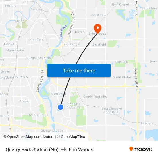 Quarry Park Station (Nb) to Erin Woods map