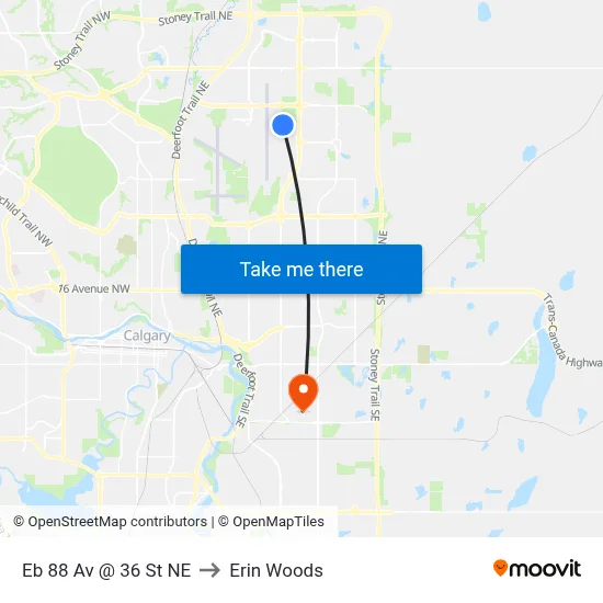 Eb 88 Av @ 36 St NE to Erin Woods map
