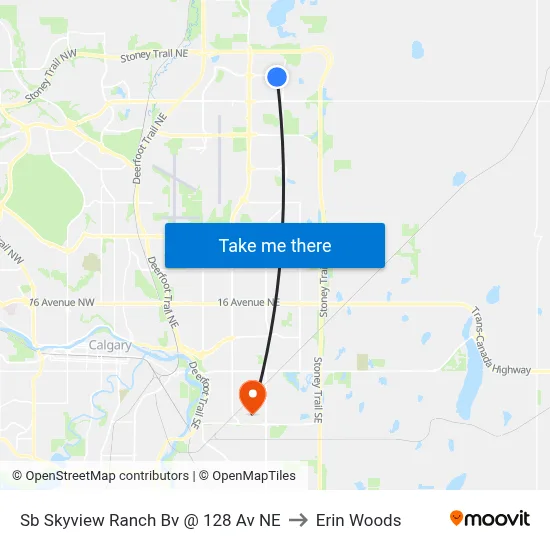 Sb Skyview Ranch Bv @ 128 Av NE to Erin Woods map