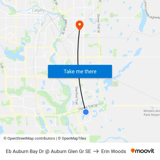 Eb Auburn Bay Dr @ Auburn Glen Gr SE to Erin Woods map