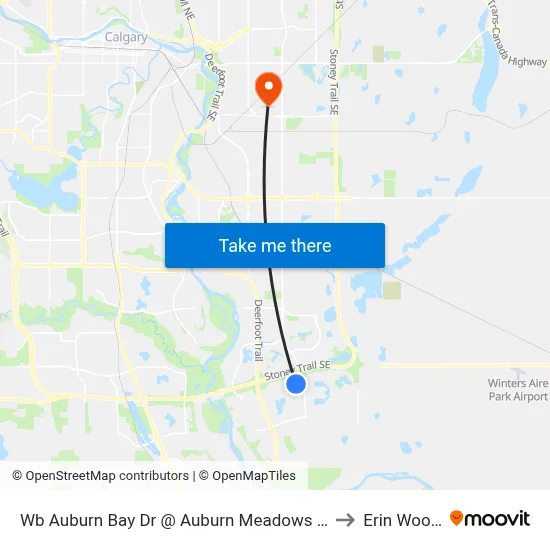 Wb Auburn Bay Dr @ Auburn Meadows Pl SE to Erin Woods map