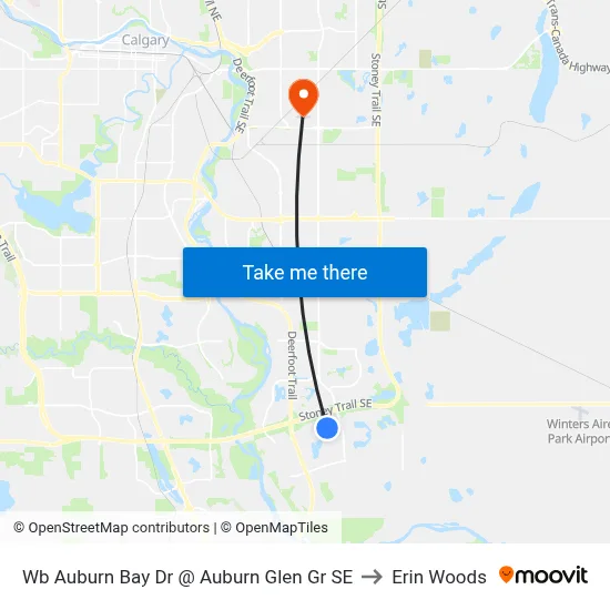 Wb Auburn Bay Dr @ Auburn Glen Gr SE to Erin Woods map