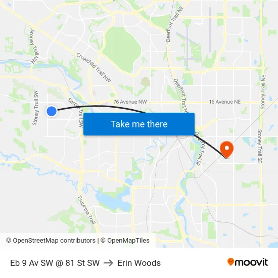 Eb 9 Av SW @ 81 St SW to Erin Woods map